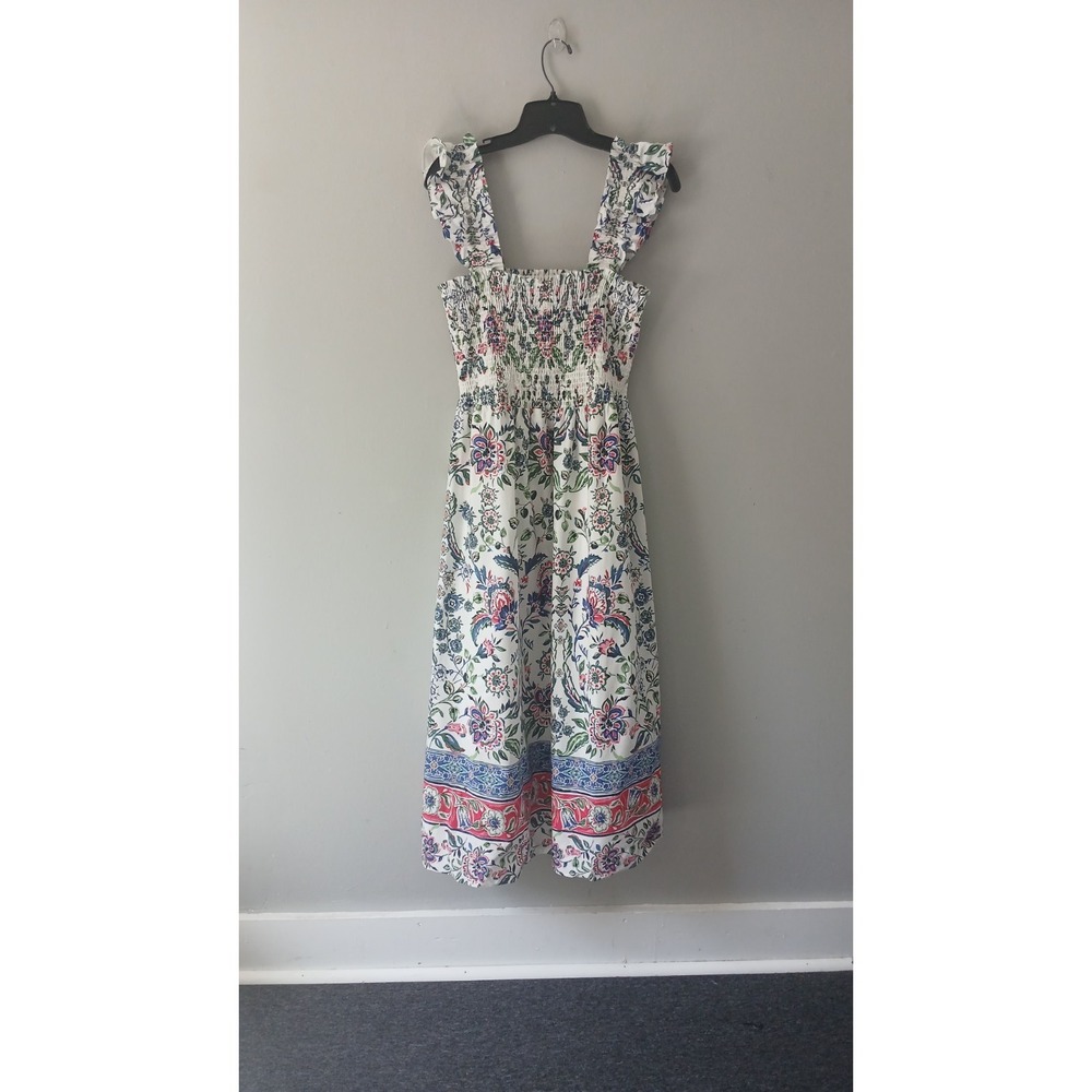 Anne Klein Women's Size Large Floral Smocked Midi Dress Flutter Sleeve NWT $139! - Picture 1 of 16